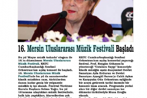 16. Mersin Uluslararası Müzik Festivali