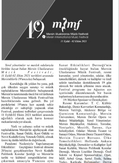 19. Mersin Uluslararası Müzik Festivali