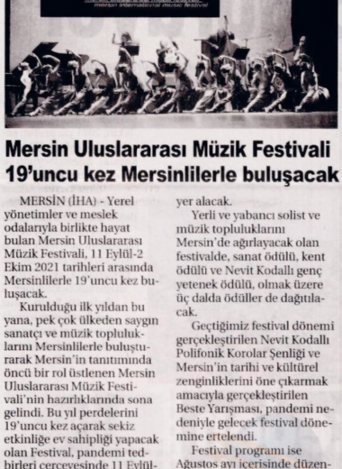 19. Mersin Uluslararası Müzik Festivali