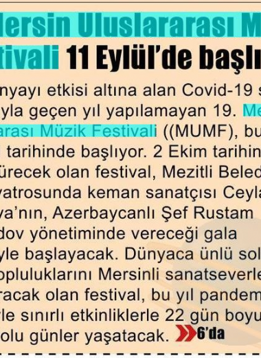 19. Mersin Uluslararası Müzik Festivali