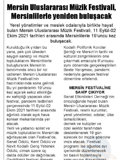 19. Mersin Uluslararası Müzik Festivali